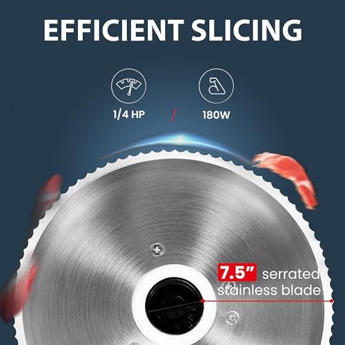 Valley Sportsman Meat Slicer Machine for Home - Electric Deli Meat Slicer with 7.5" Stainless Steel Blade